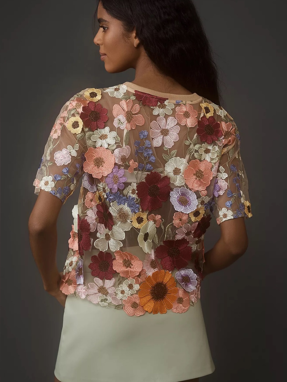 Dolan Left Coast Flower Appliqué Sheer T-Shirt
Size XX -Small - Picture 6 of 7